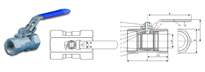 1pc reduce port ball valve